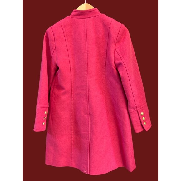 NWT Talbots Petite Pink Wool Coat Gold Button Military Style Jacket 4P Statement - Picture 3 of 6